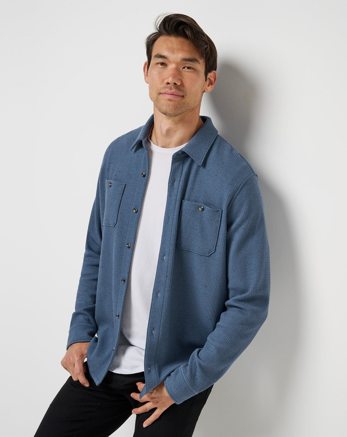 Cloud Waffle Shirt Jacket Bering Sea | Travis Mathew Trusted