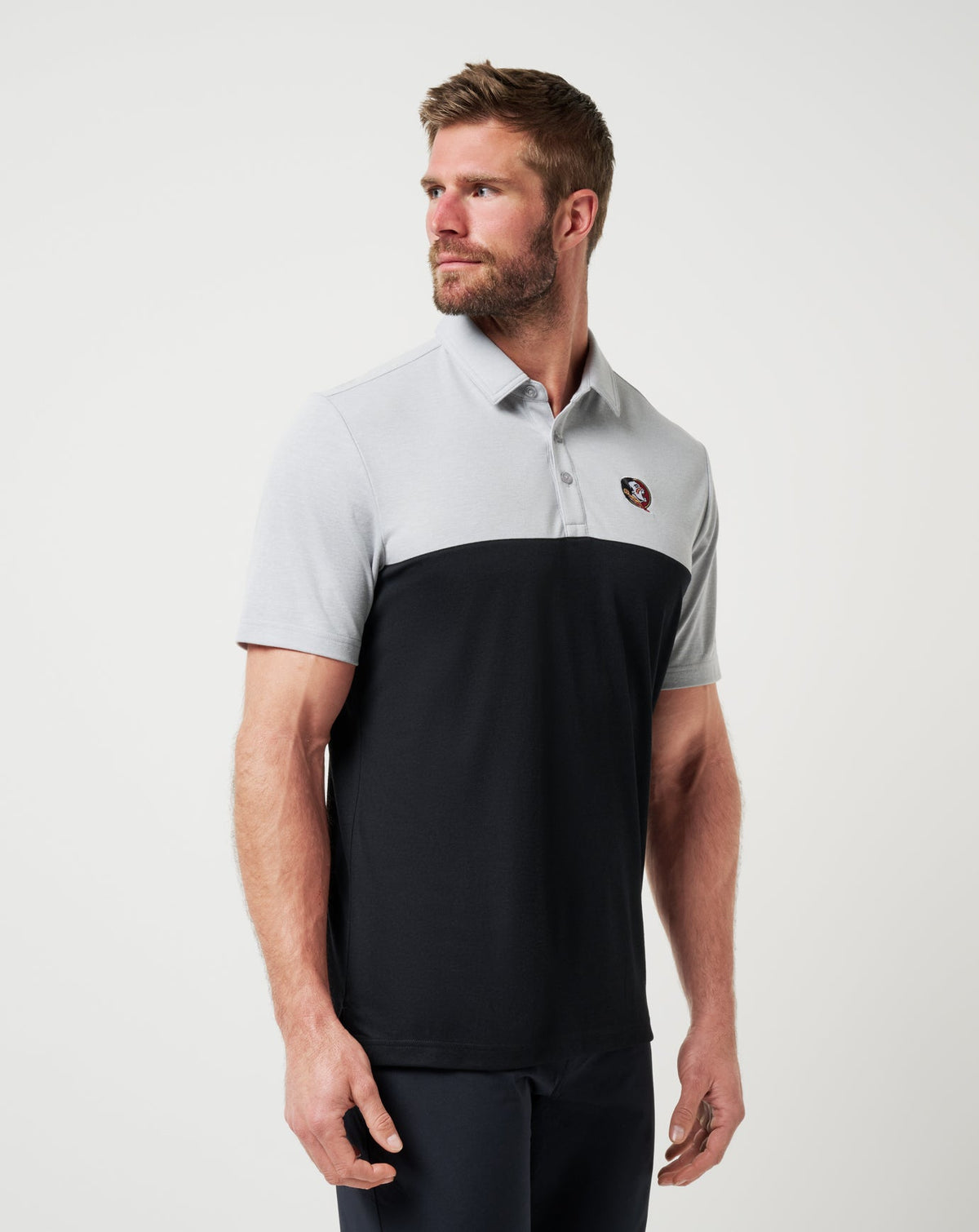 FSU Drop Back Polo Heather Grey/Black | Travis Mathew Trending