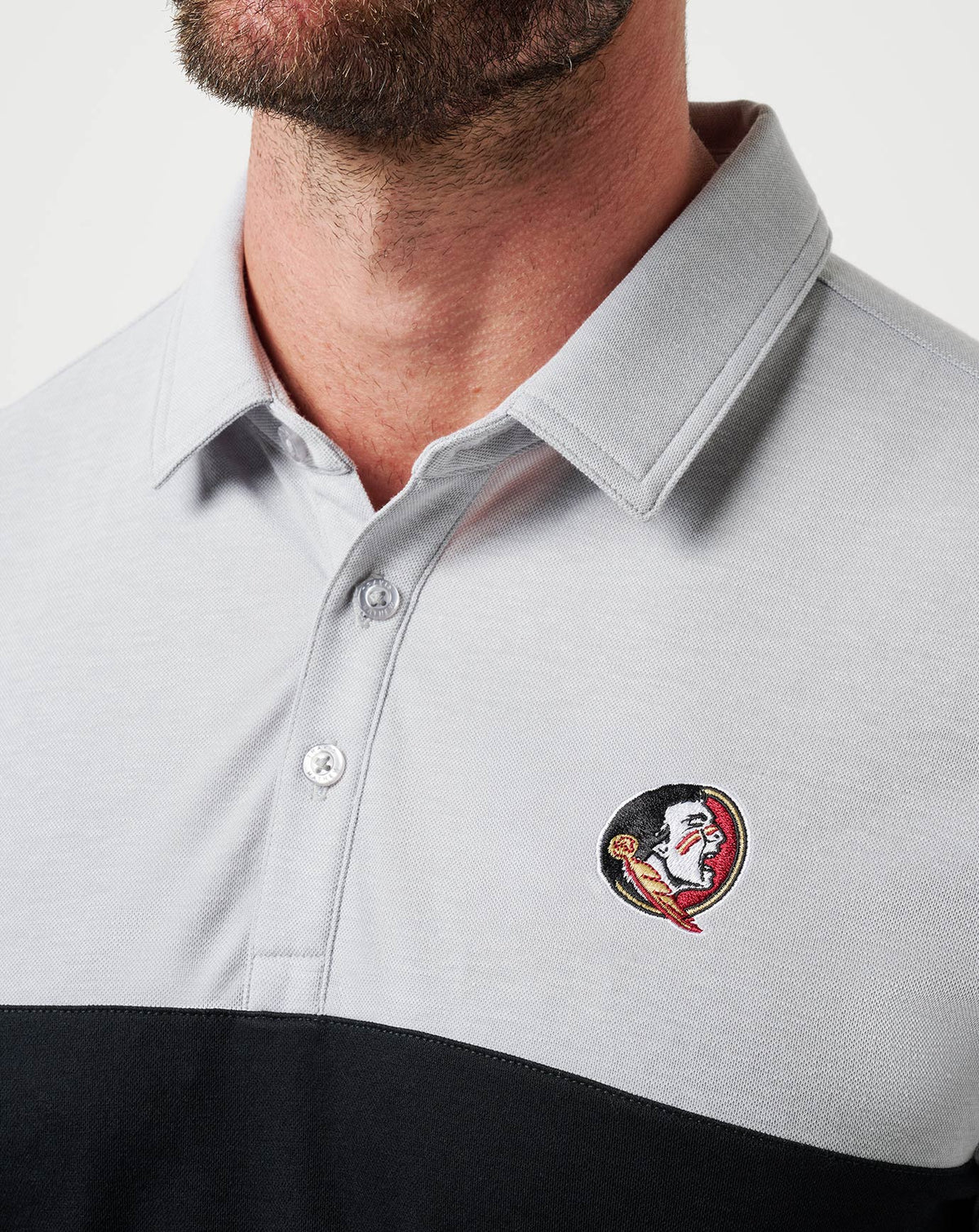 FSU Drop Back Polo Heather Grey/Black | Travis Mathew Trending